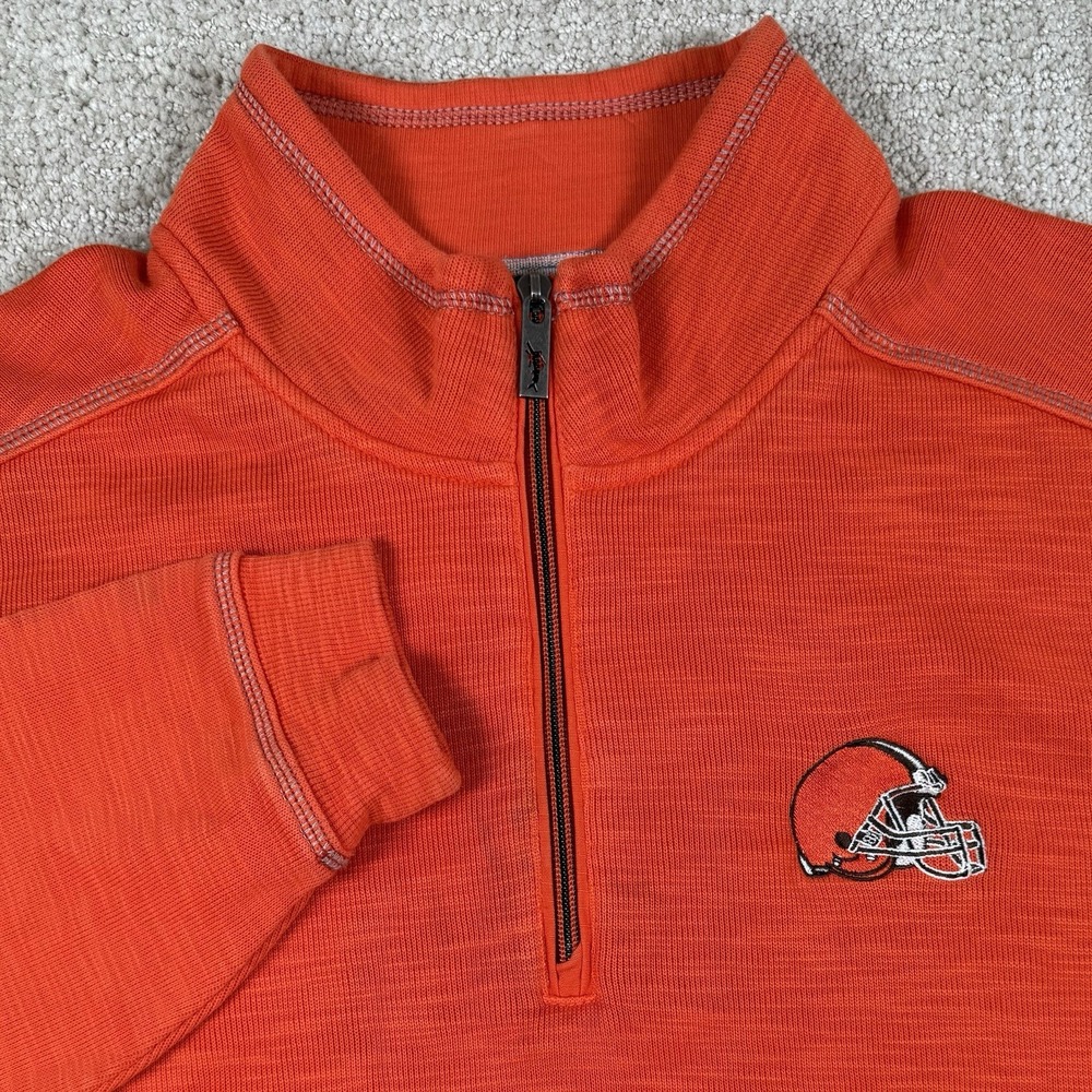 Tommy Bahama Men's XL Cleveland Browns Orange 1/4 Zip Pullover Sweater *Read
